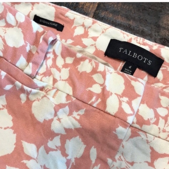 Talbots Pink / White Floral Pattern Pants - Picture 2 of 6